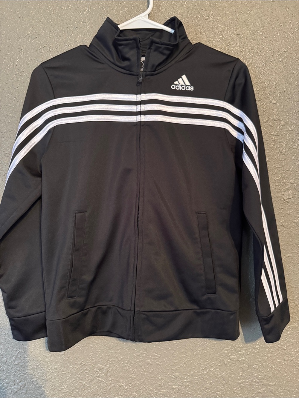 adidas Black Jacket with White Three-Stripes